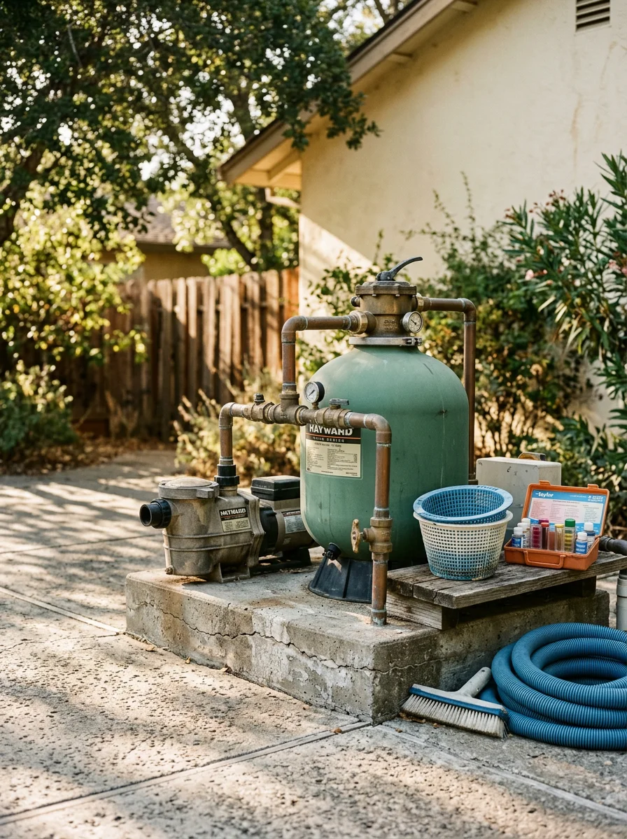 Pool filter and equipment maintenance for older Carmichael homes built in the 1970s and 1980s